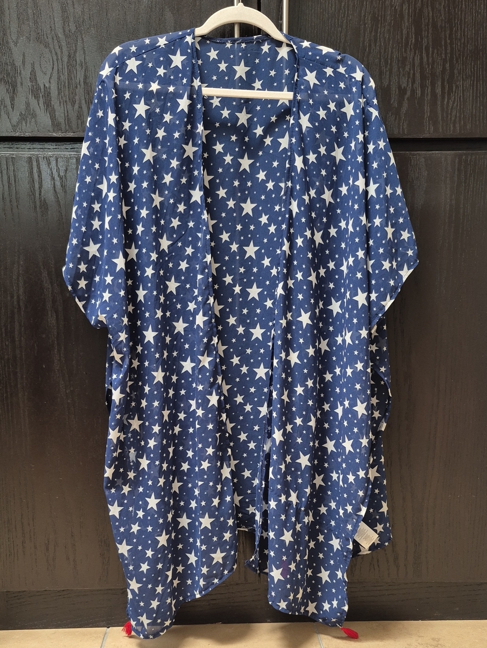 Fourth Of July Star Sheer Poncho Duster
